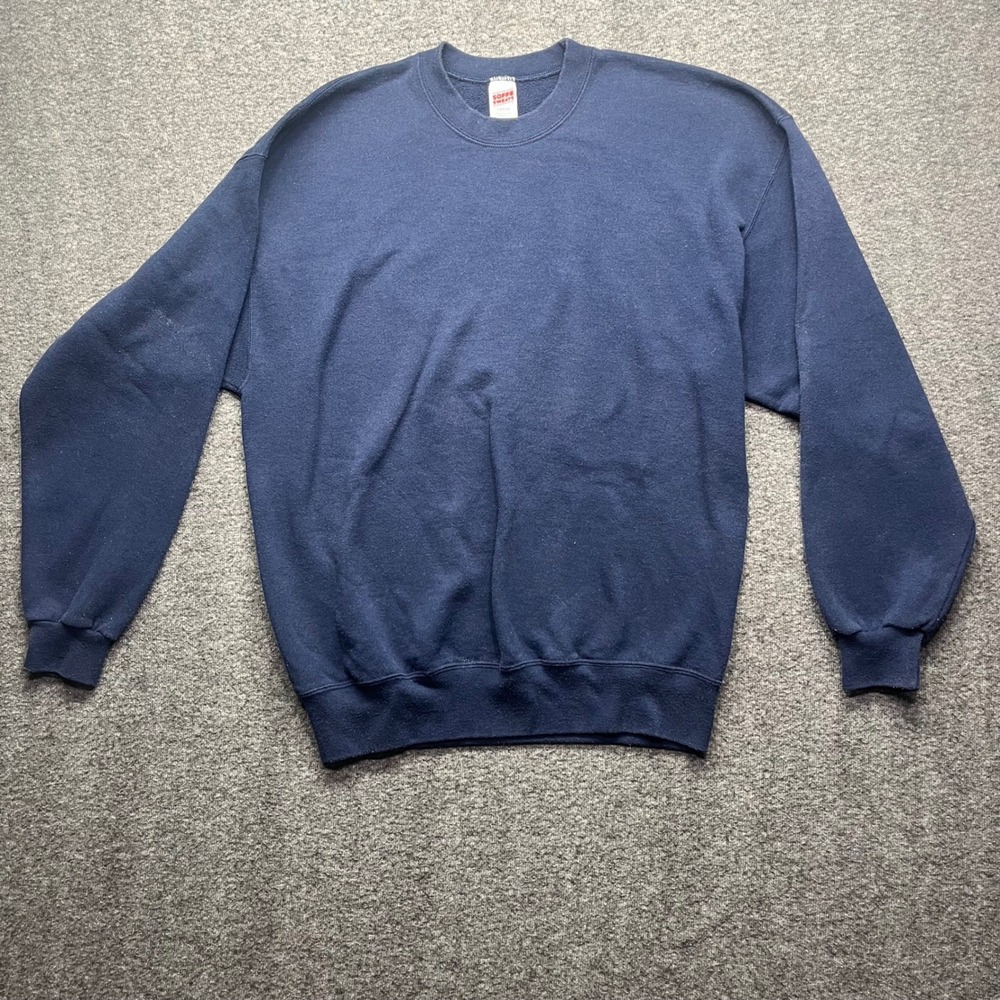 Vintage Sweatshirt Mens Large‎ Navy Blue Soffe Sweats Made in USA Pullover Crew